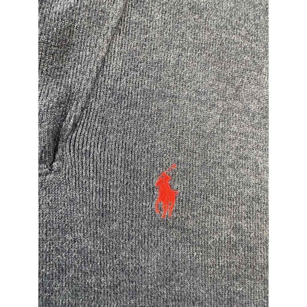 POLO Ralph Lauren Sweater Mens Gray Large 100% Cotton‎ 2 Button Collar Neck